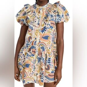 Floral Puff-Sleeve Mini Dress - Multi Floral